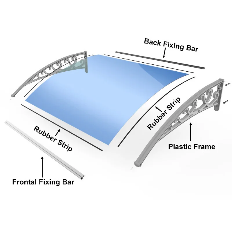 튼튼한 PC 보드 창 차양, 현대 전면 문짝, 야외 파티오 캐노피, 태양 쉘터 창 처마 레인 커버, 접합 가능