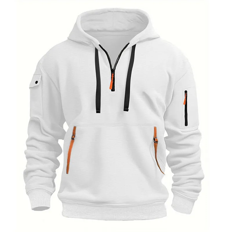 Men's Hoodie Multi Pocket Zipper Casual Sports Hoodie Men/Women Plus Size Loose Pullover Fashion Sweatshirt Long-Sleeve tops - Image 4