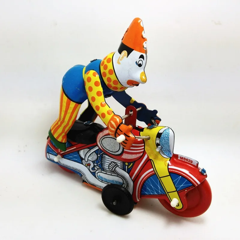 

Wind Up Toy Retro Style Toys Clown Performing Acrobatics on A Motorcycle Metal Tin Clockwork Toys Character Toy