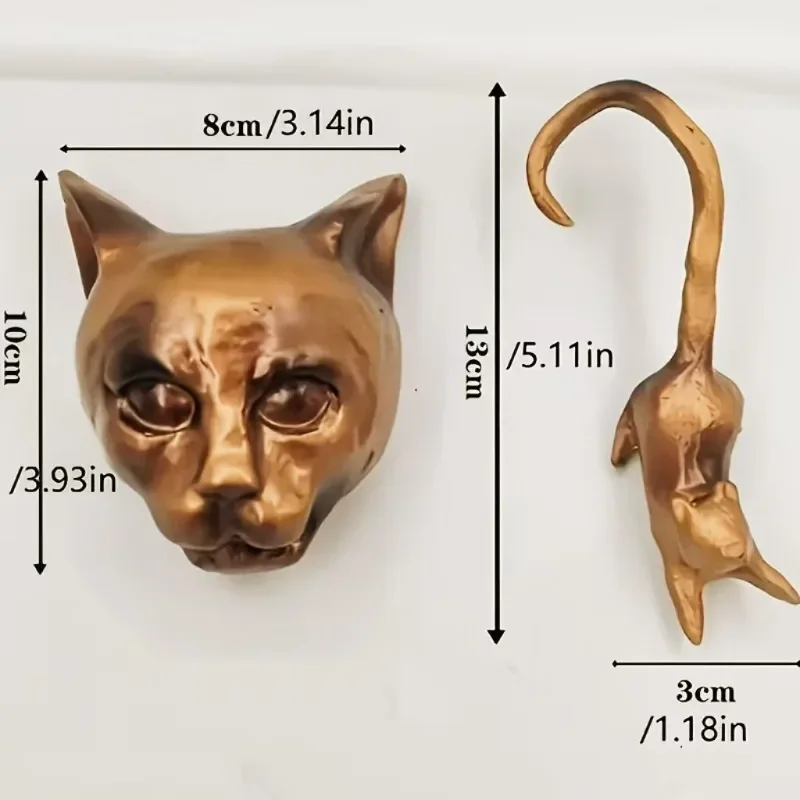Wall Hanging Door Knocker Statue Cat Mouse Resin Vintage Door Knocker Garden Courtyard Doorbell Mounted Pile Outdoor Home Decor