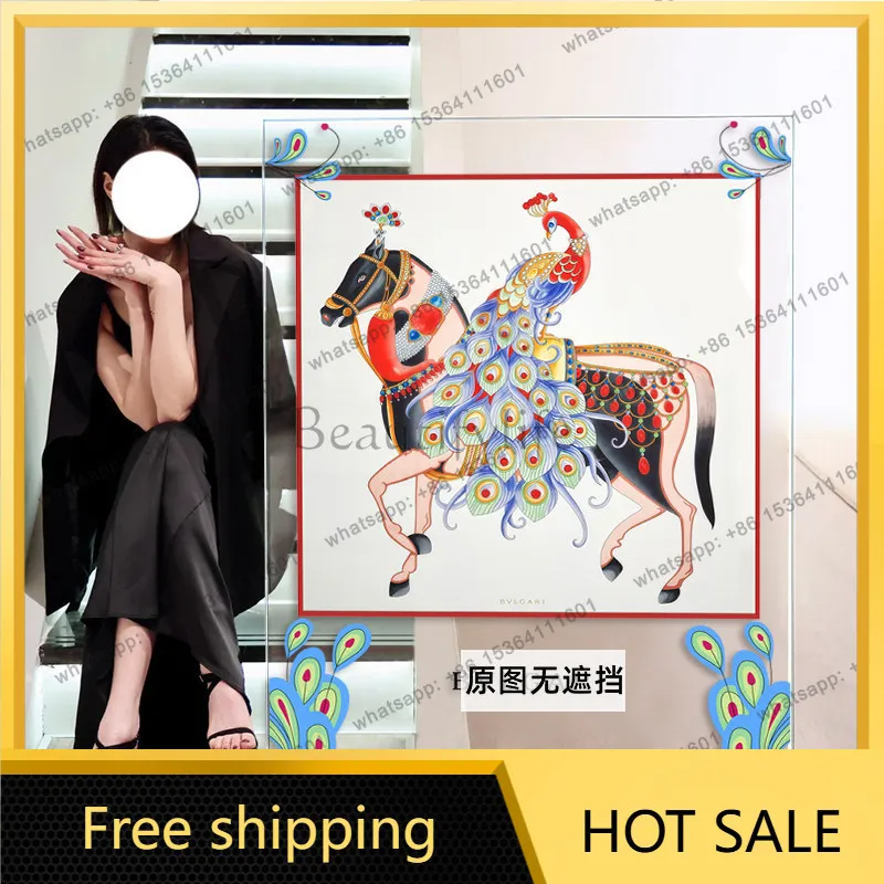 LJY Italian retro acrylic silk scarf decorative painting modern light luxury living room