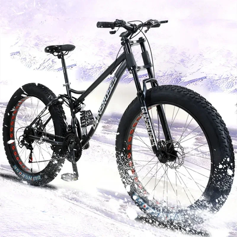 24/26 inch Fatbike Full Suspension mountain bike 4.0 fat tires MTB 30 speed snow beach bicicleta disc brake soft tail Bicycle