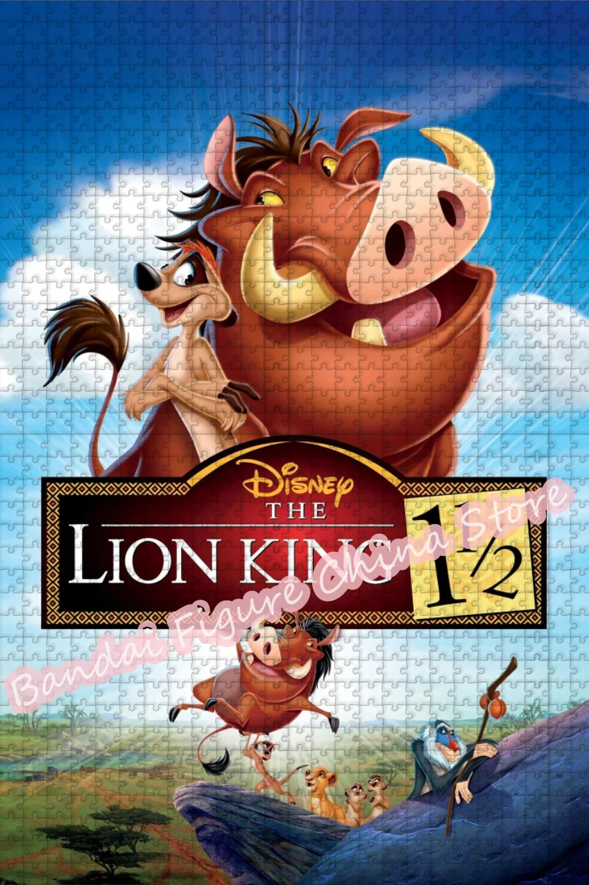 Pumbaa and Timon Jigsaw Puzzles 300/500/1000 Pieces The Lion King Simba Disney Anime Cartoon Print Puzzle for Kid Education Toys