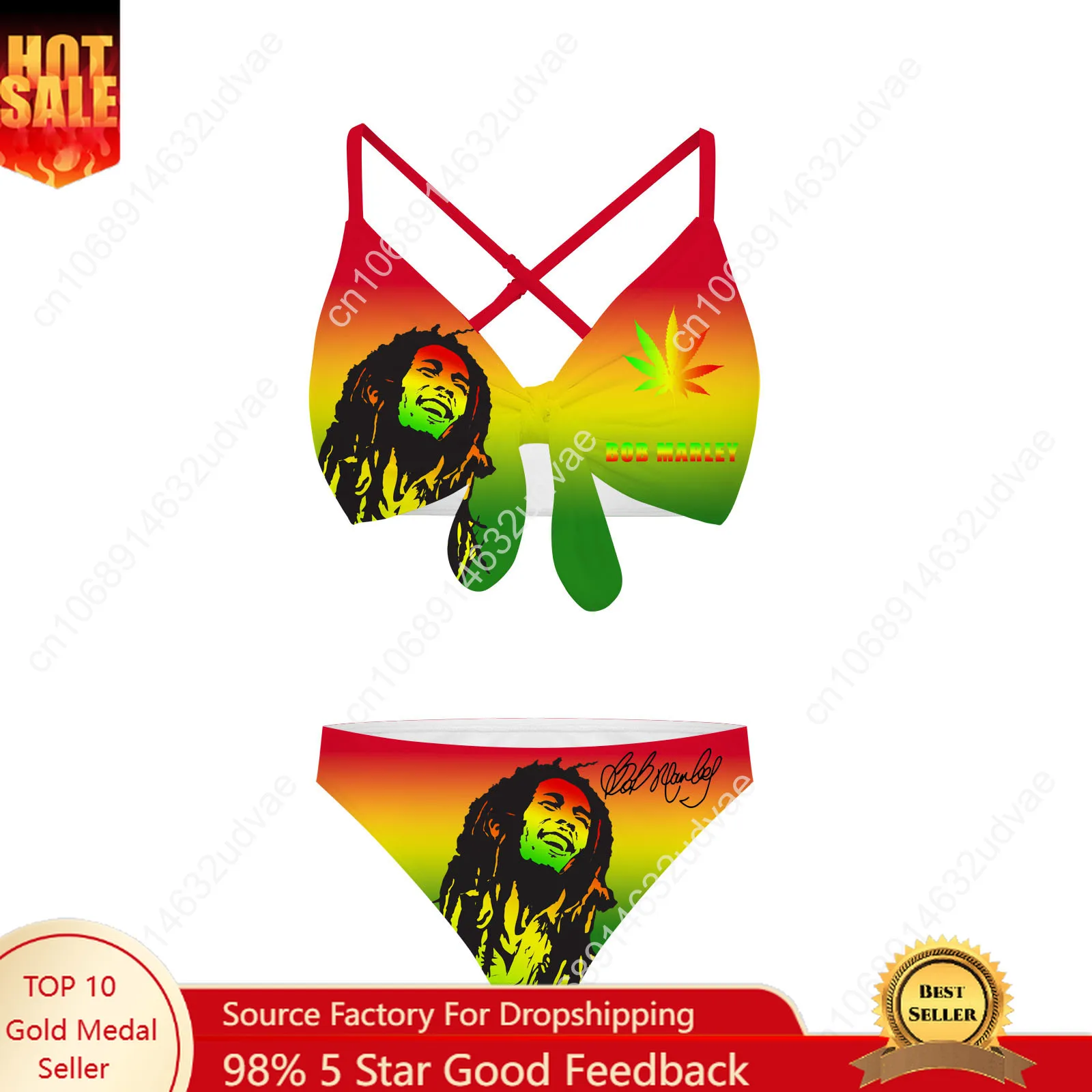 Bob Marley Bathing Suits Cross Strap Suspenders Swimsuits Womens Personalized Bikini Pool Party Swimwear Customized Beachwear