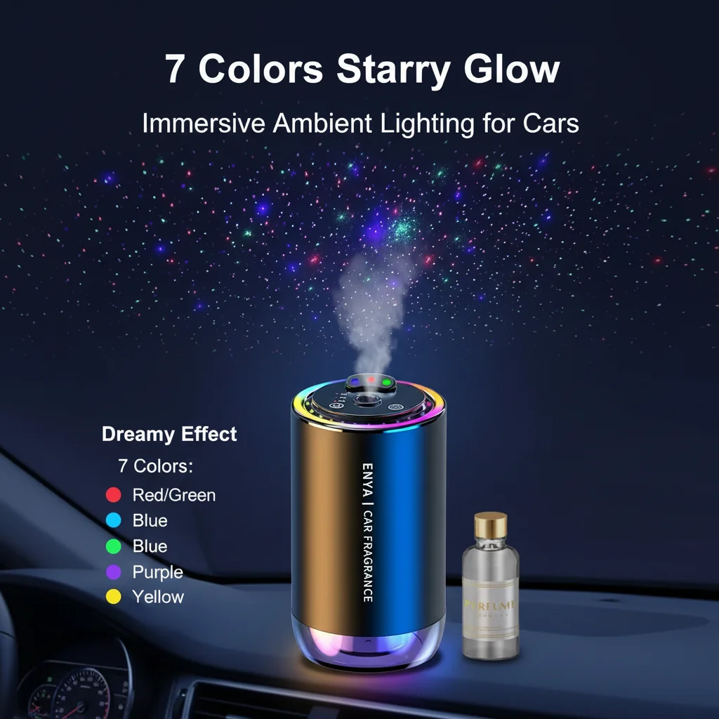 RGB Car Air Freshener Smart Fragrance Diffuser 1000mAh Aroma Humidifier Starry Light Smell Distributor Interior Car Accessories