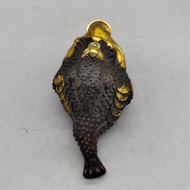 brass mother-and-child golden , gilded copper toad gift ornament