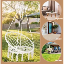 Garden Swing Nordic Style Hanging Chair Hammock Tassel Cotton Rope Woven Hanging Basket Swing Hanging Deck Chair Hammock Chair