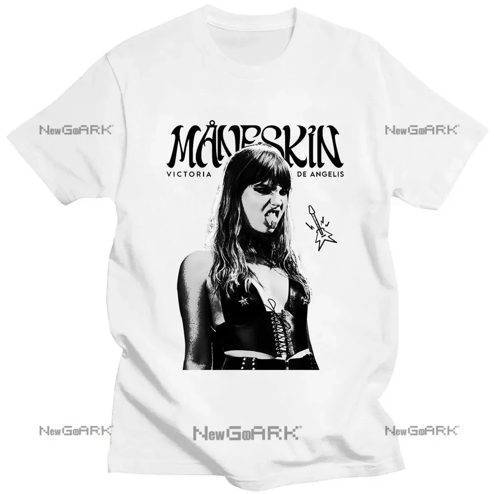 Victoria De Angelis Print Unisex Cool Harajuku Gothic T Shirts Loose Y2k Casual Street -shirt Rock Band Maneskin  Shirt