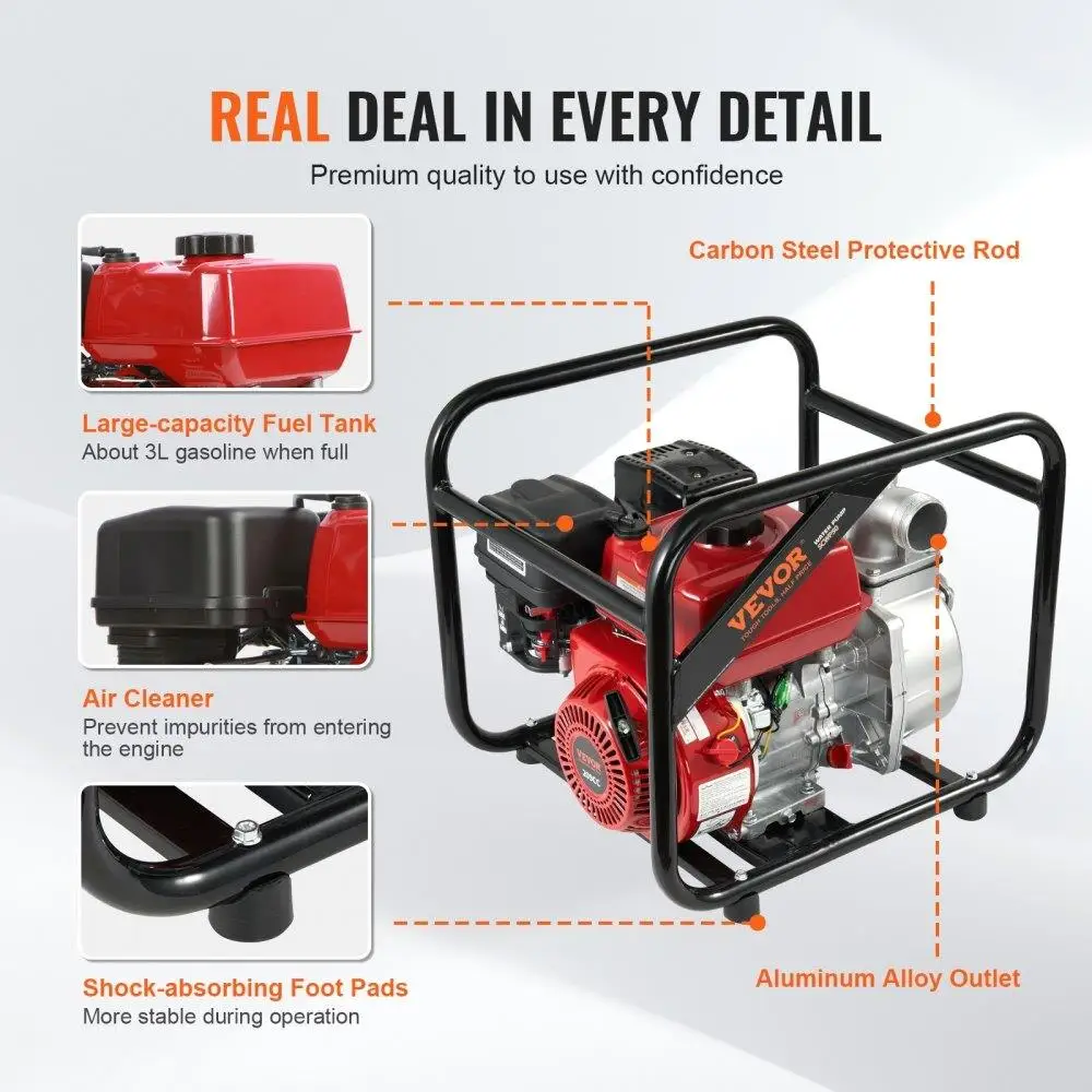 Gasoline Engine Water Transfer Pump 2 Inch  Portable 4 Stroke Water Pump for Irrigation and Drainage