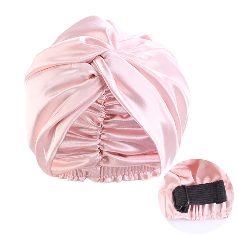 Women's satin Turban Hat Soft Stretch Cross twist Cap Double Layer Adjustable silky Night Sleeping Bonnet Chemo Hair Accessories