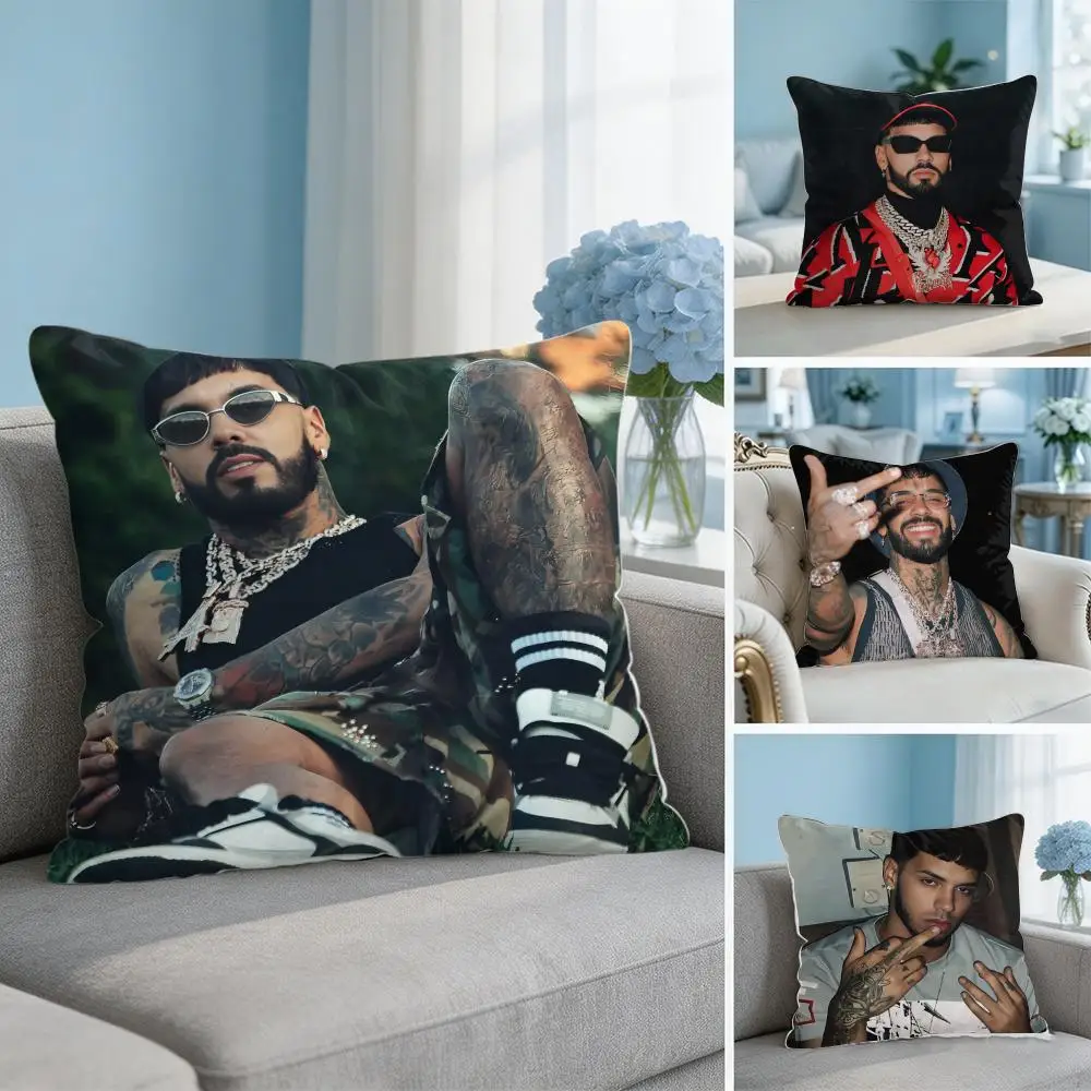 Fashion Singer A-Anuel AA Cushion Cover Square Pillow Bedroom Sofa Leisure Comfort Living Room Home Decoration 40X40