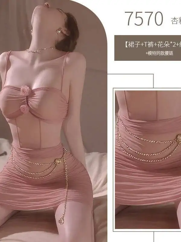 セクシーな透明なセクシーなタイトなボディコンパジャマドレス背中の開いた深いVサスペンダーノースリーブラップヒップメッシュフラワープリントカソールWICG