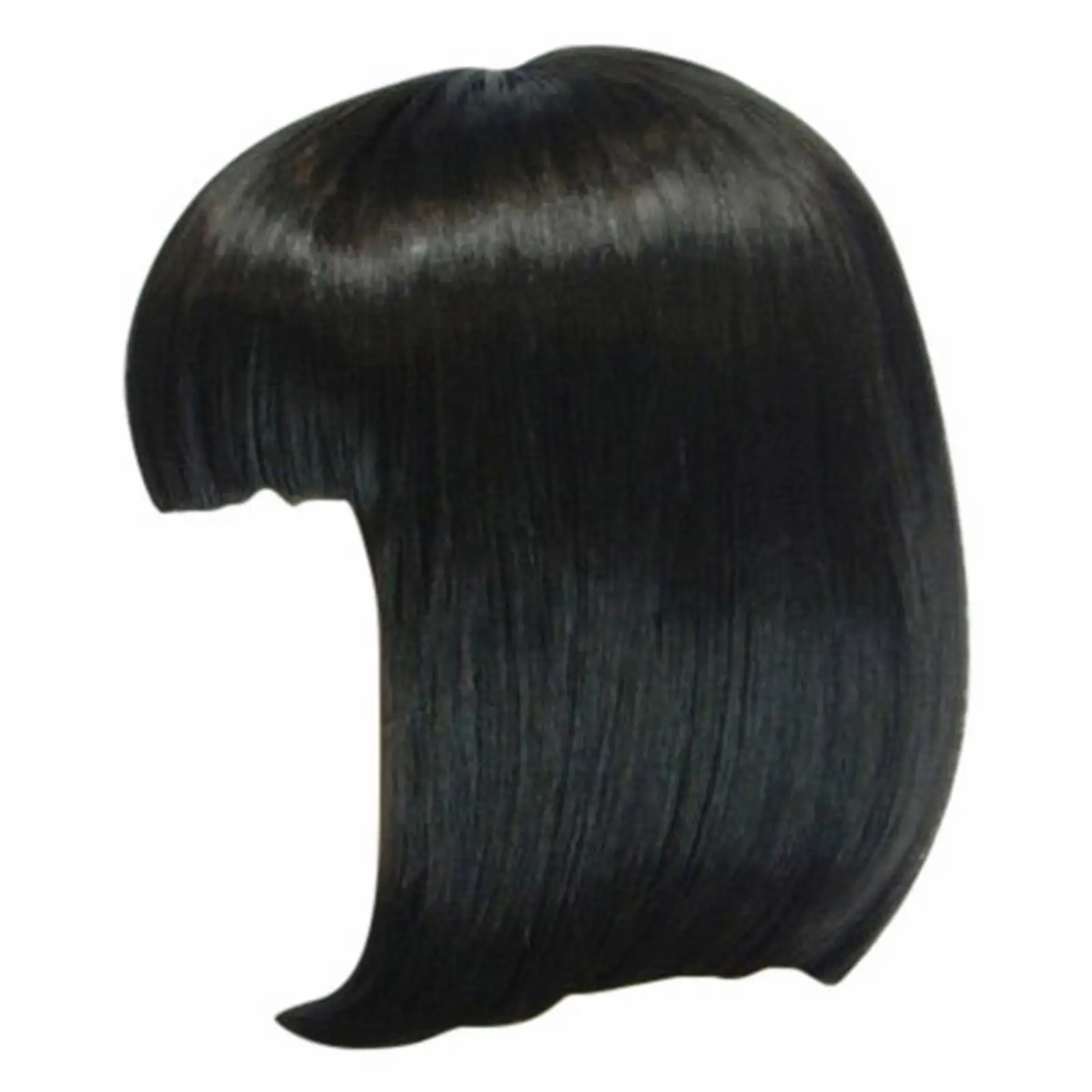 Short Hair Fei-Show Synthetic Heat Resistant Fiber Black Bob Wig With Flat Bangs Modern Show Cosplay Halloween Carnival Wigs