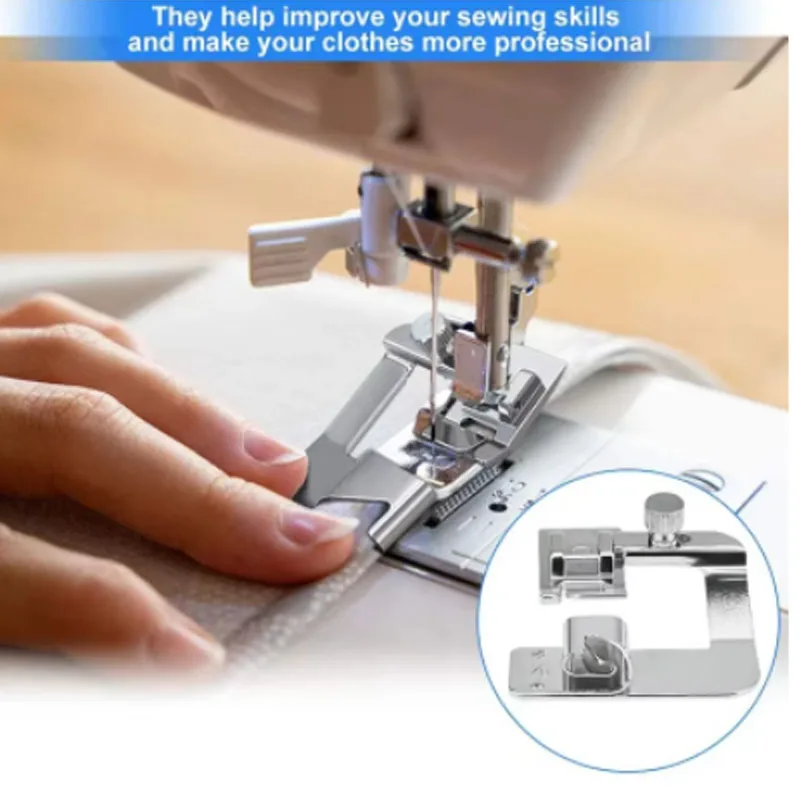 6 Pcs Rolled Hem Presser Foot, Hemming Foot Kit for Sewing Rolled Hemmer Presser Foot  for All Low Shank Sewing Machine