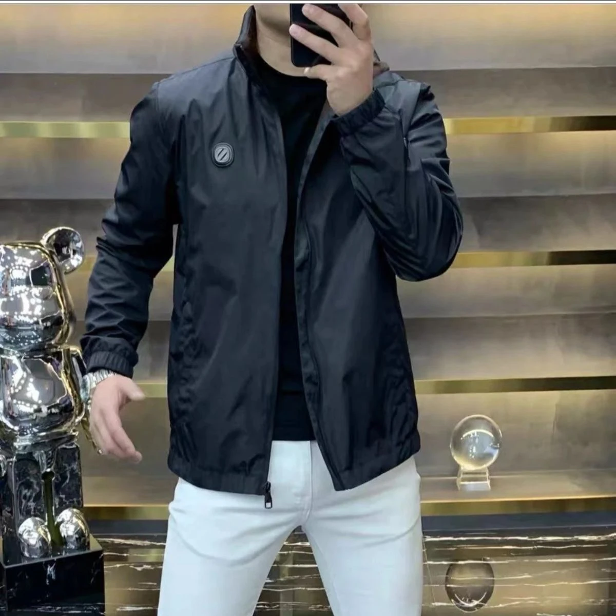 

Легкая летняя куртка Slim Fit для мужчин: стильная, удобная, свободная верхняя одежда, модная, универсальная, простая, с застежкой-молнией