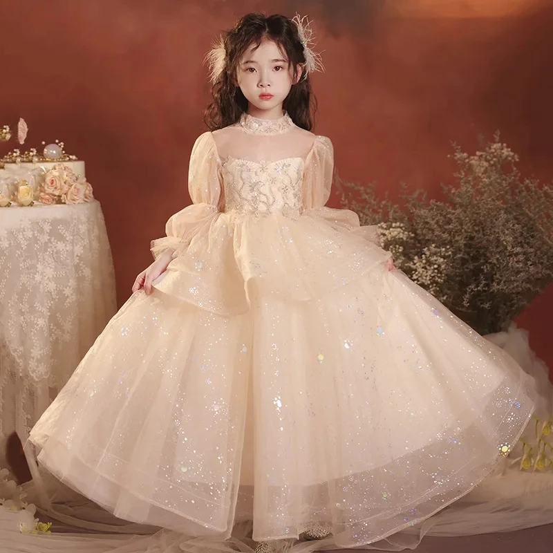 2023 Christmas Performance Dresses Elegant Girls' Birthday Prom Party Dress Halloween Girls' Clothing Mesh Fluffy Princess dress