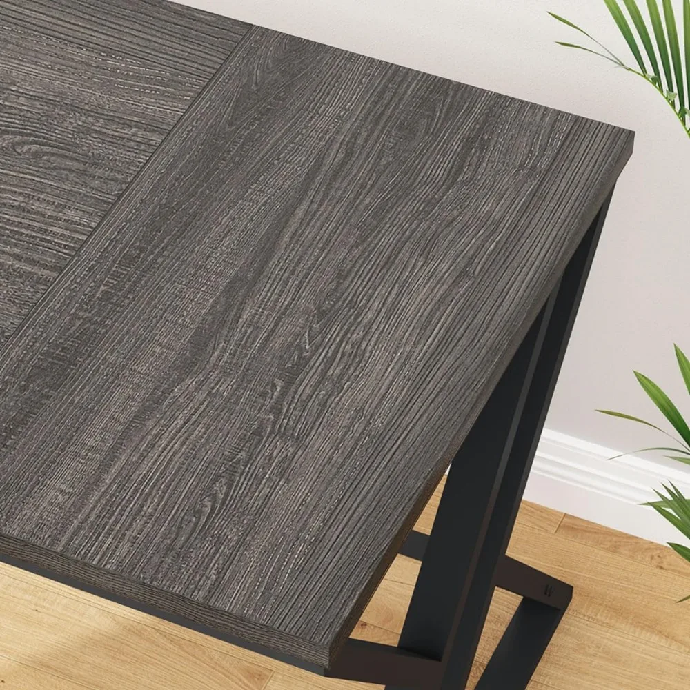 Long Rustic Computer Desk, Industrial Large Wood Metal Office Desk, Modern Pc Study Gaming Writing Table for Two Person, Wor