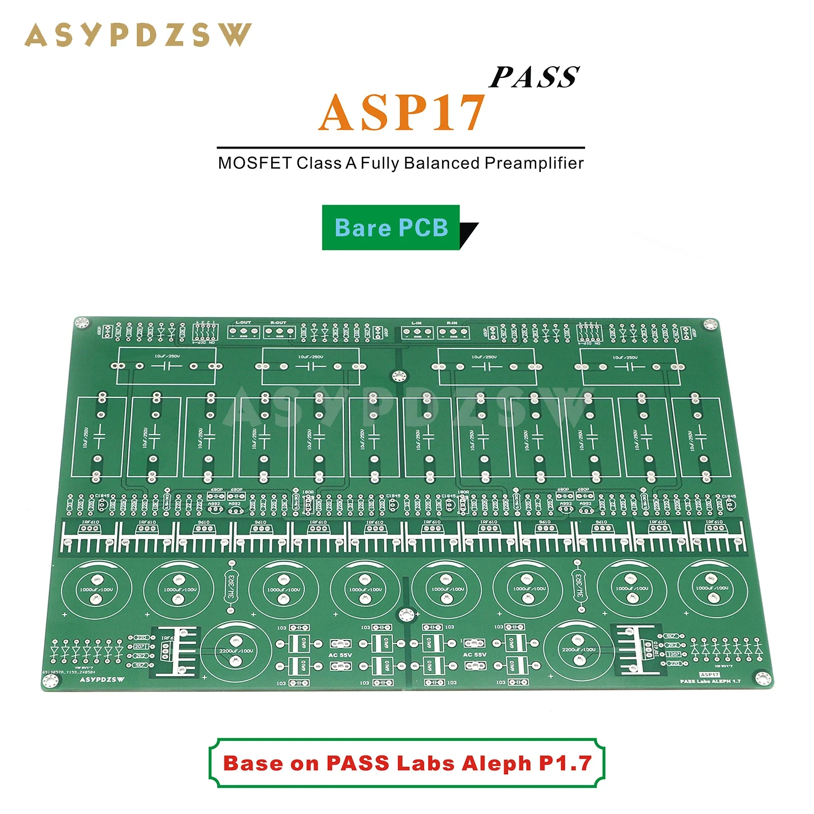 

ASP17 HIFI Fully balanced MOSFET Class A Preamplifier Base on PASS P1.7 Preamp Bare PCB