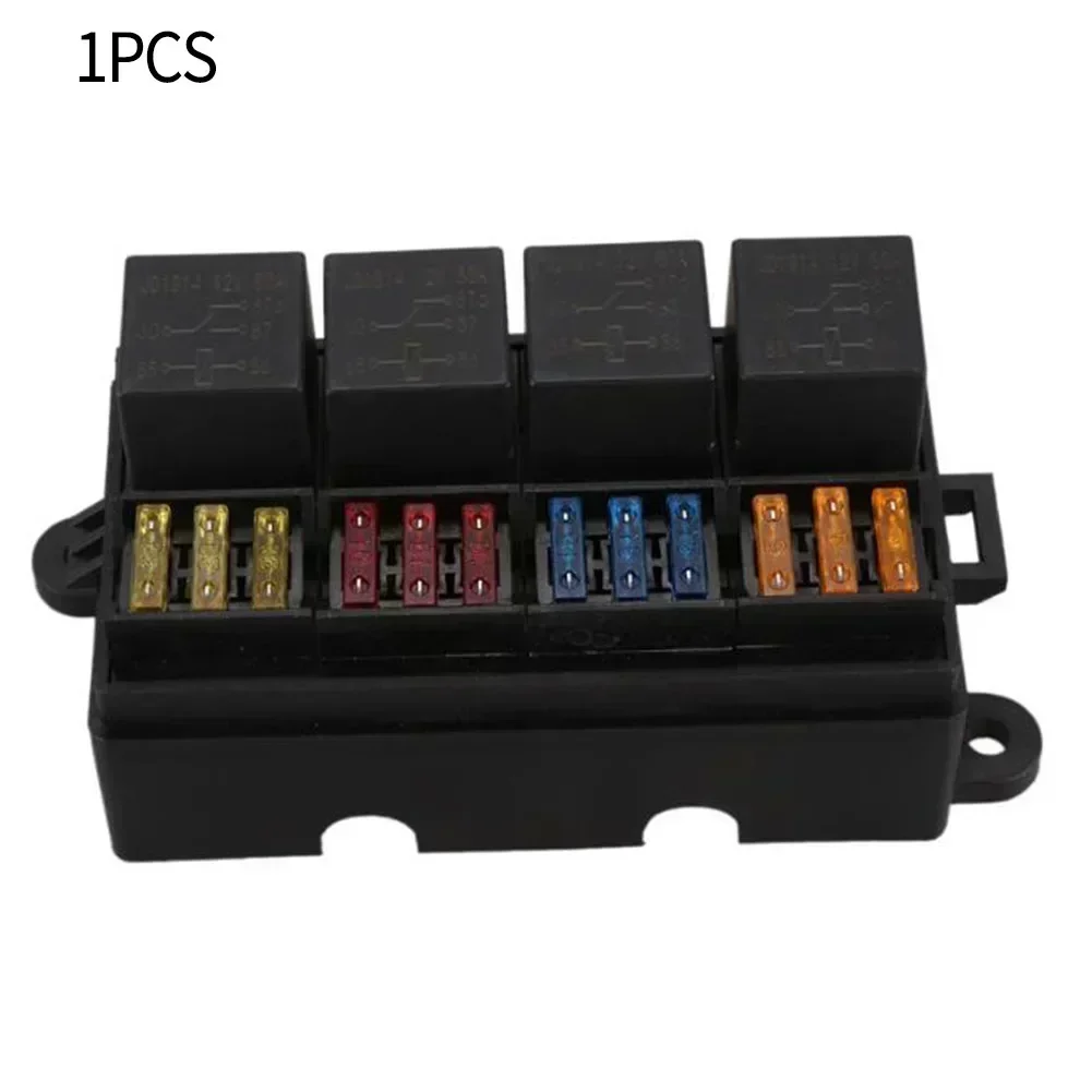 

Automotive 12 Way Blade Fuse Box with PaddleFuse Terminal 4 Pin 12V 40A Relay Suitable for Car RV Trailer and Marine Use