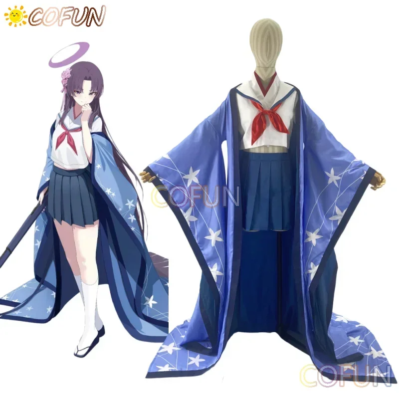 COFUN [Customized] Game Blue Archive Yukari Cosplay Costume Cute Party Kimono Dress Suit Halloween Uniform Anime Women Men Cloth