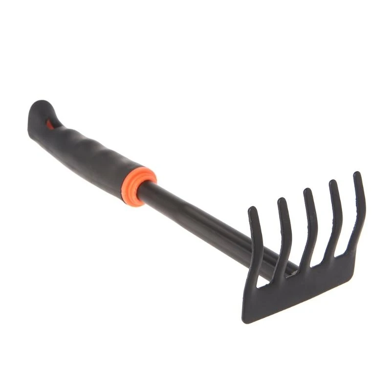 A2UD 1pc 홈 정원 이식 도구를위한 미니 스틸 레이크 미니 스틸 레이크