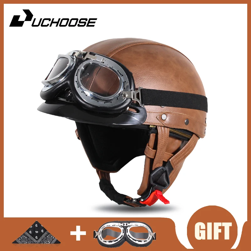 

Motorcycle helmet for men, retro motorcycle helmet, half face personalized bicycle helmet, summer helmet, complimentary goggles