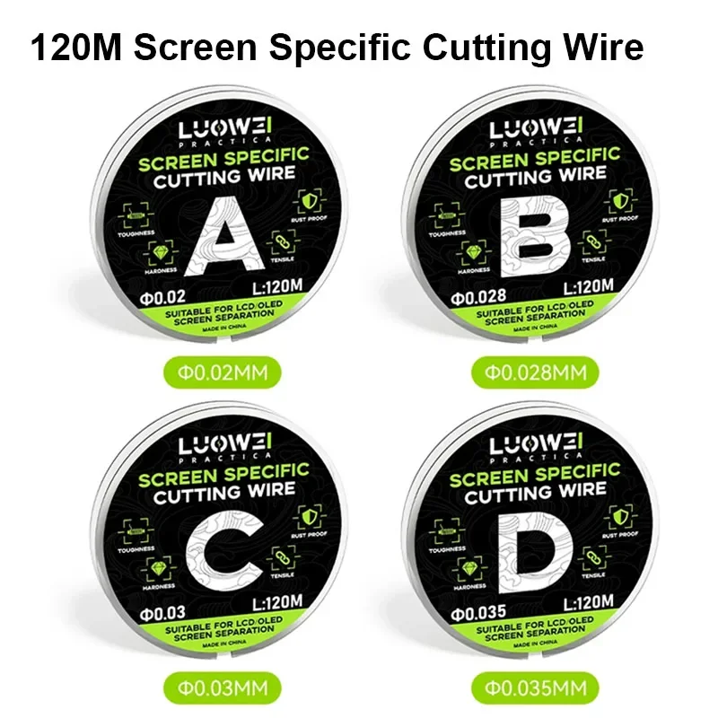 LUOWEI 0.02/0.028/0.03/0.035mm 120m Ultra-fine High Toughness Hardness Screen Cutting Wire for Mobile Phone Tablet Repair