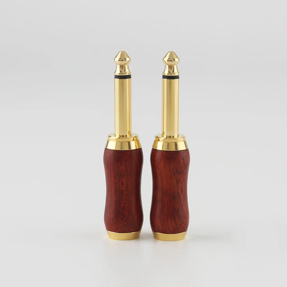 WH805 Red sandalwood 6.35 Rosewood Red sandalwood Gold Plating Plug Mono Professional 2 Pole 6.35 MM 6.3MM Jack Plug