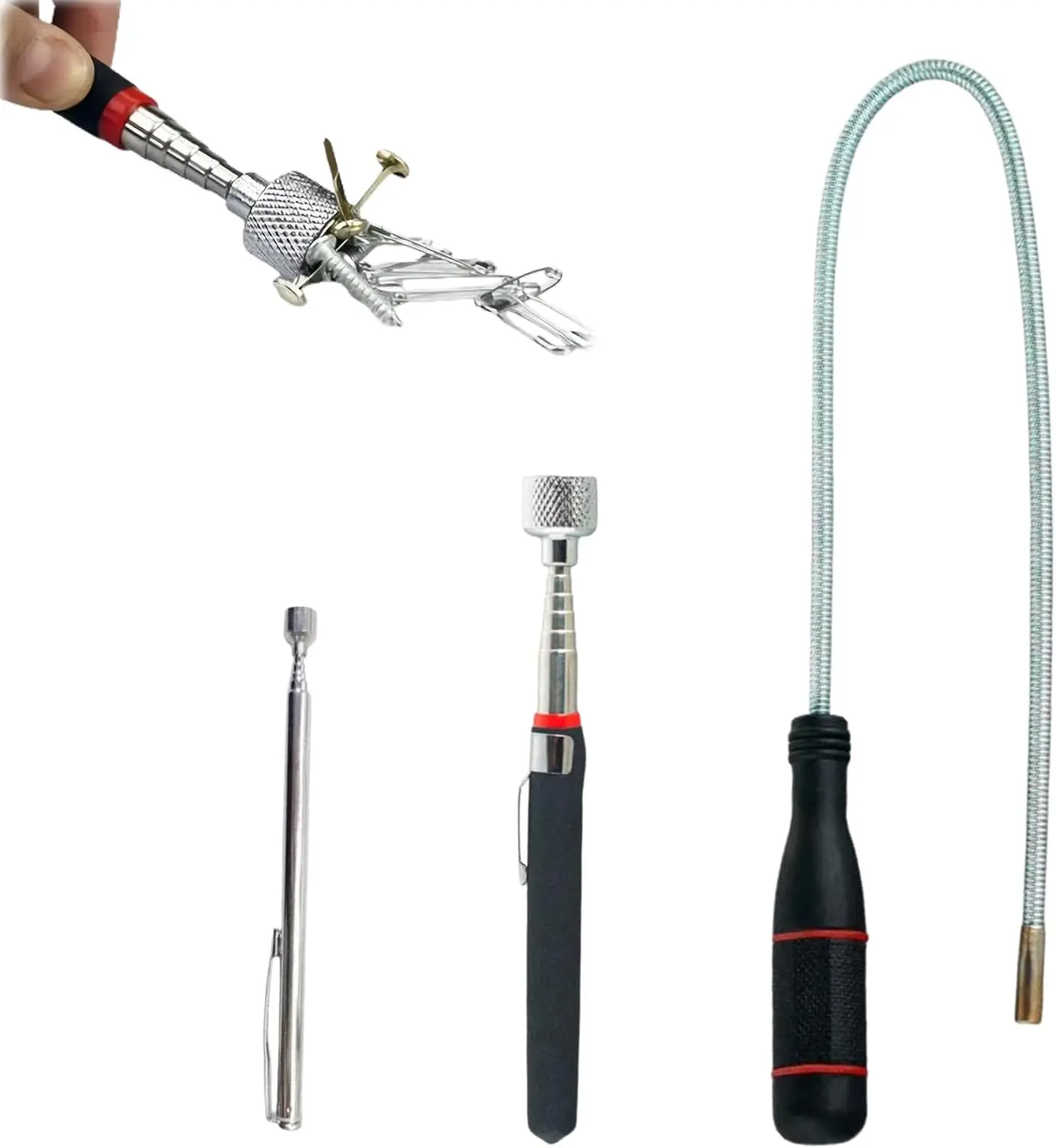 

Гибкий магнитный захват, телескопический магнитный инструмент с карманным зажимом для подбора мелких деталей, ключей, металлических предметов