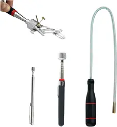 Flexible Magnetic Pickup Tool Telescopic Magnetic Pickup Tool with Pocket Clip for Picking Up Small Parts Key Screw Metal Object