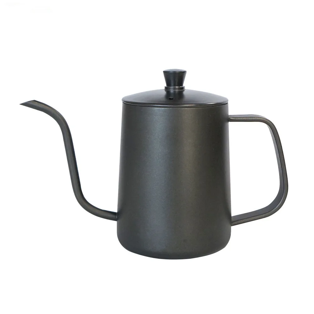 600ml Pour Over Drip Coffee Kettle Black Hand Pour Pot Gooseneck High-Quality 304 Stainless Steel Household Tea Pot Thin Spout