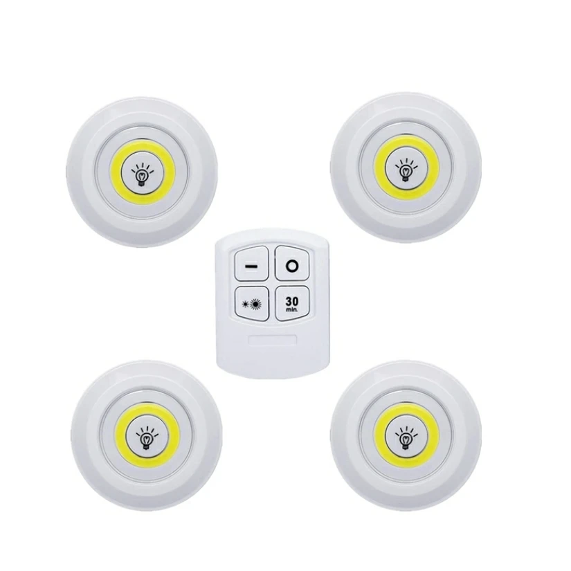 LED Puck Light 4.5V 3W LED Under Cabinet Lighting Wireless Remote Control LED Counter Light LED Cabinet night light