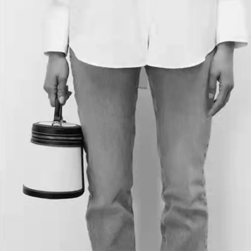 حقيبة دلو أسطوانية جديدة للربيع والصيف للسيدات، تصميم فريد من نوعه، لون مطابق للركاب، كتف كروس باي