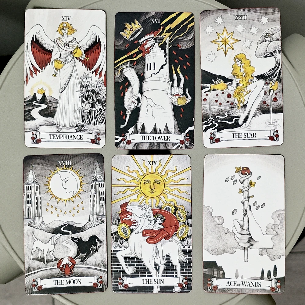 

Secret Mirror Tarot Deck 78 Pcs Rider Tarot Cards 10.3*6cm with Red Gilded Edges Guidebook