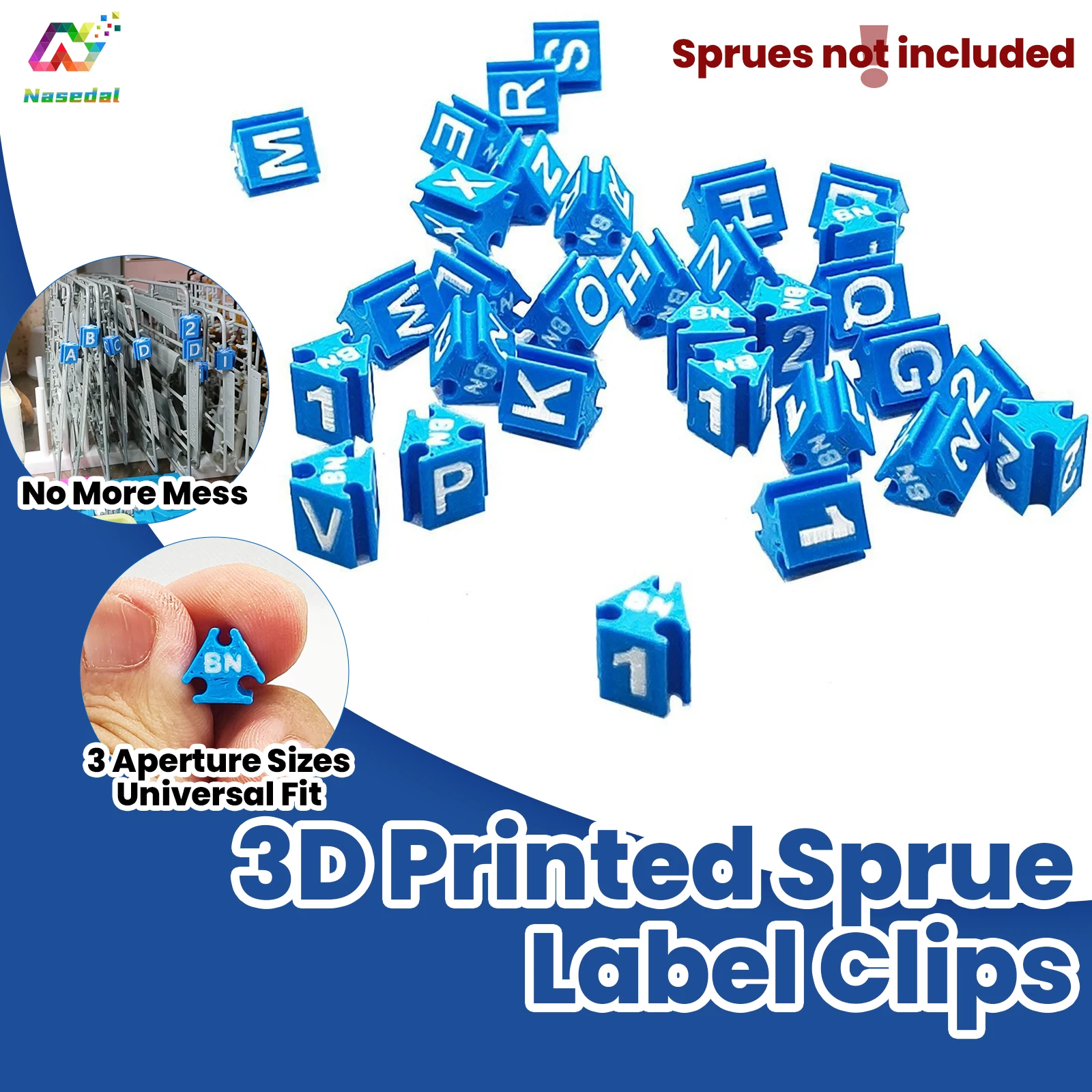 3D Printed Sprue Label Clips 3 Hole Sizes for Universal Fit Durable Marking Tools for Gundam Military Model Parts Sorting Figure