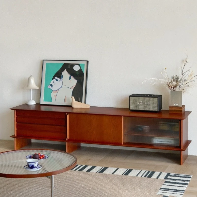 

Nordic Solid Wood TV Cabinet, Floor-to-ceiling Drawer in Home Living Room, Multi-functional Storage Side Cabinet,