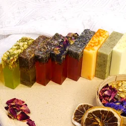 8 Types of 80g Flower Handmade Essential Oil Soap, Cleansing, Bathing, Rose Wormwood Jasmine Saffron Osmanthus Soap