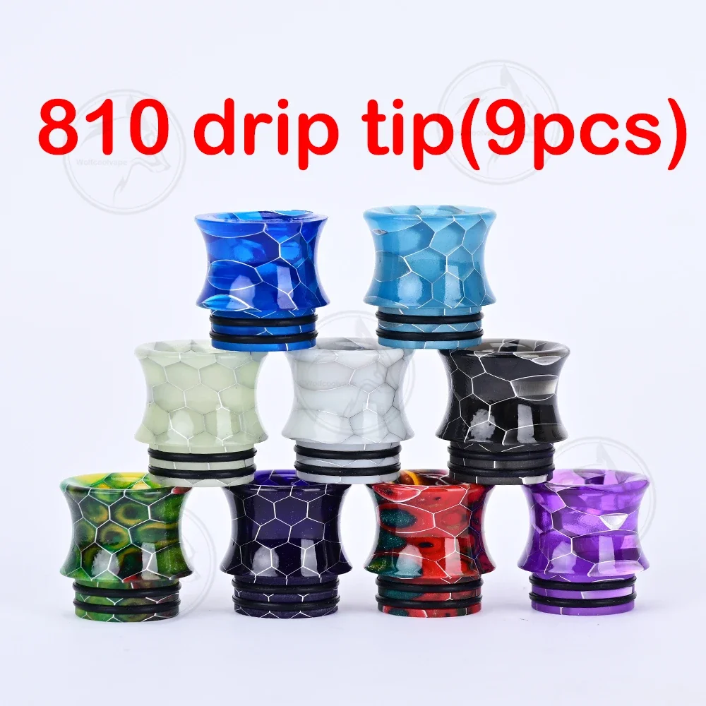 wolfcoolvape 9 шт. смола 810 капельные насадки мундштук для вейпа разные цвета подходят для RDA RTA RDTA Vape Tank аксессуары набор