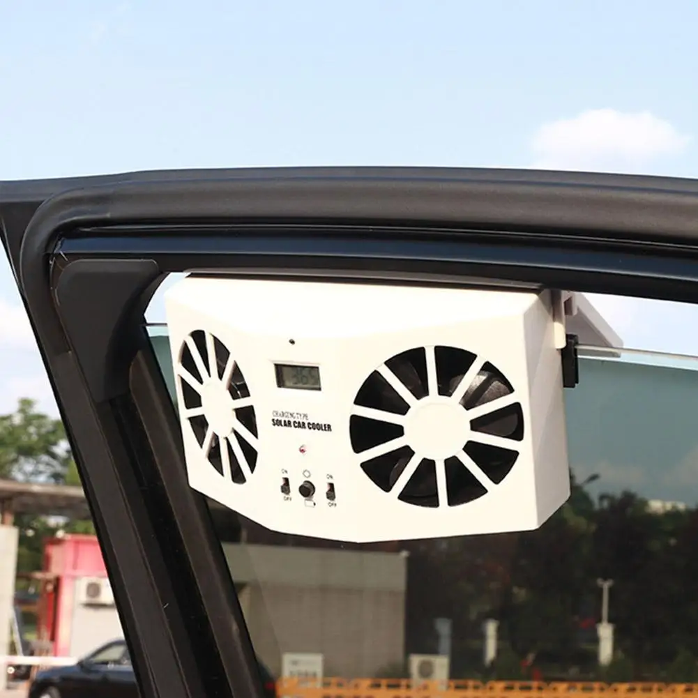 Upgrade USB Charging Solar Powered Fan Car Cooler Front/Rear Window Radiator Exhaust Fan Auto Air Vent Fan Ventilation Radiator