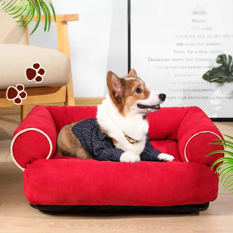 Warm Pet Dog Sofa Soft Sponge Mat Kennel Square Kennel Deep Sleep Breathable Blanket Pet Bed For Small Medium Dogs Pet Supplies