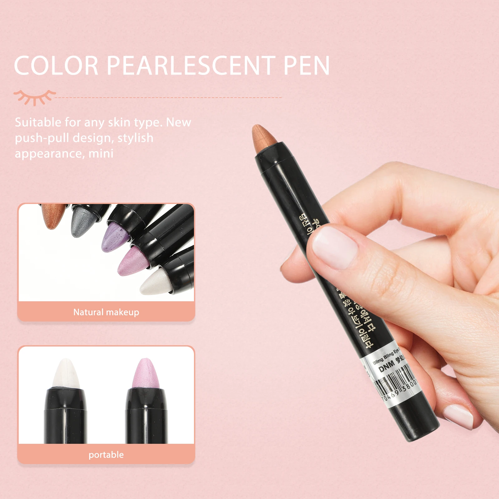 Bâton de fard à paupières brillant, 5 pièces, stylos à paillettes colorés, longue durée, résistant aux taches, outil de maquillage pour les yeux, Portable, retouche en déplacement pour femmes