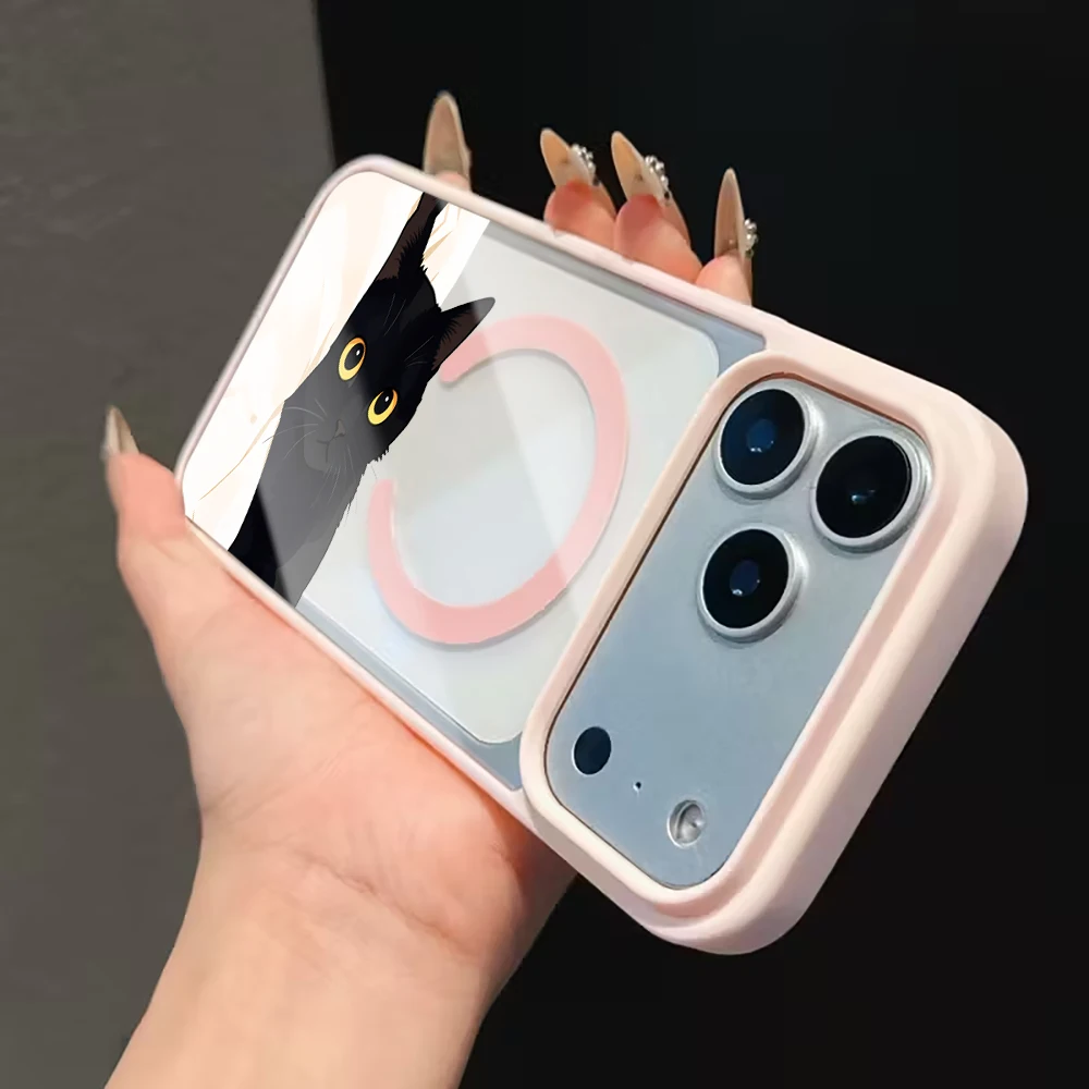 Amiable Kitten Ästhetische Klare Hülle für iPhone 17 16 11 12 15 Pro Max 13 14 Plus Hüllen für Magsafe Kabelloses Laden Sturzsichere Abdeckung – Detail 10
