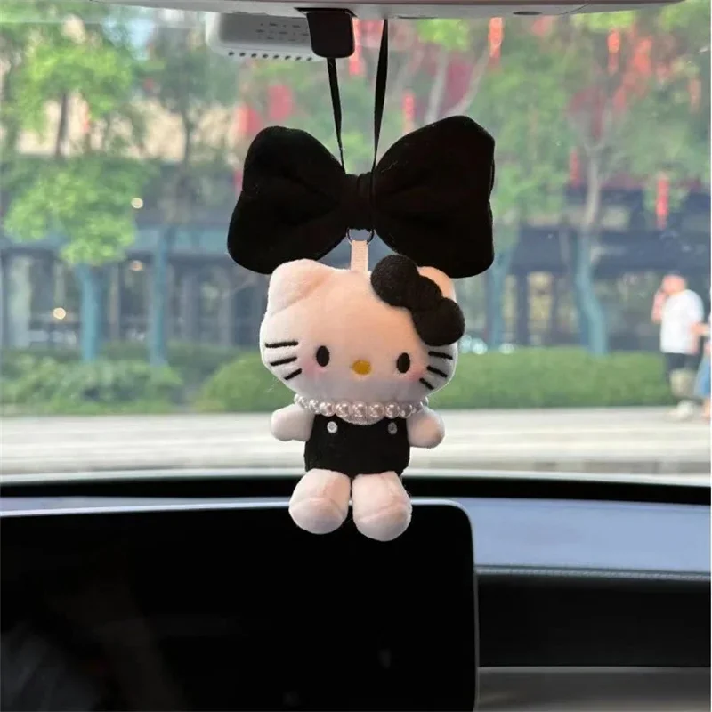 Kawaii Sanrio Hello Kitty Car Pendant Keychain Anime Black Kitty Women Doll Bags Keyring Cute Children Keychians Christmas Gifts