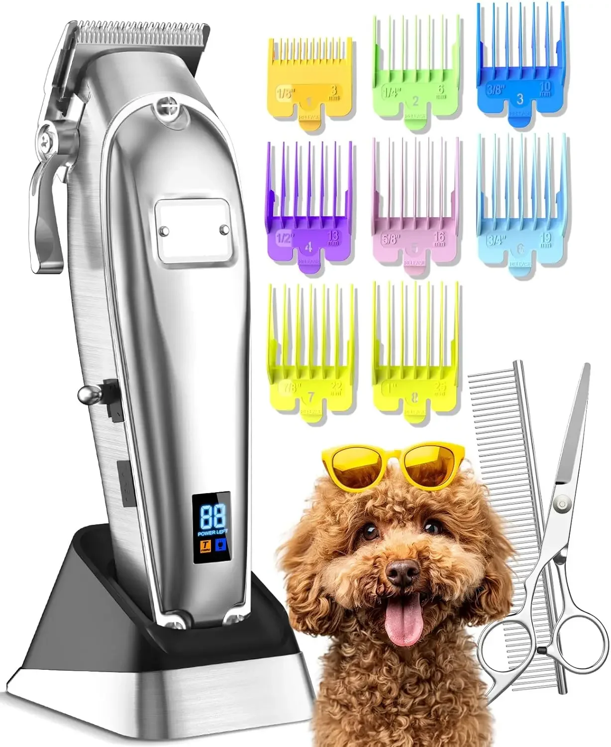 Dog Grooming Clippers for Thick Heavy Coats,2 Speed Cordless Hair Trimmers with Metal Blade Grooming Kit for Pets Dogs