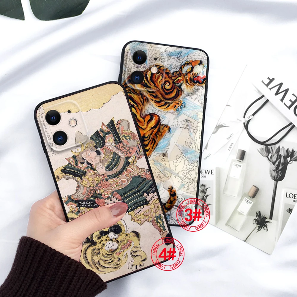 C11 Japanese ukiyo-e Art Soft Silicone Case for iPhone 15 14 Plus 13 12 11 X XS XR Pro Max Mini 8 7 Plus