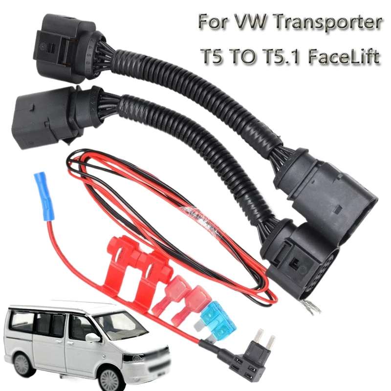 

1 Set Auto Headlight Conversion Adaptor Harness Connector Fits For VW Transporter T5 TO T5.1 FaceLift Car Wire Accessories