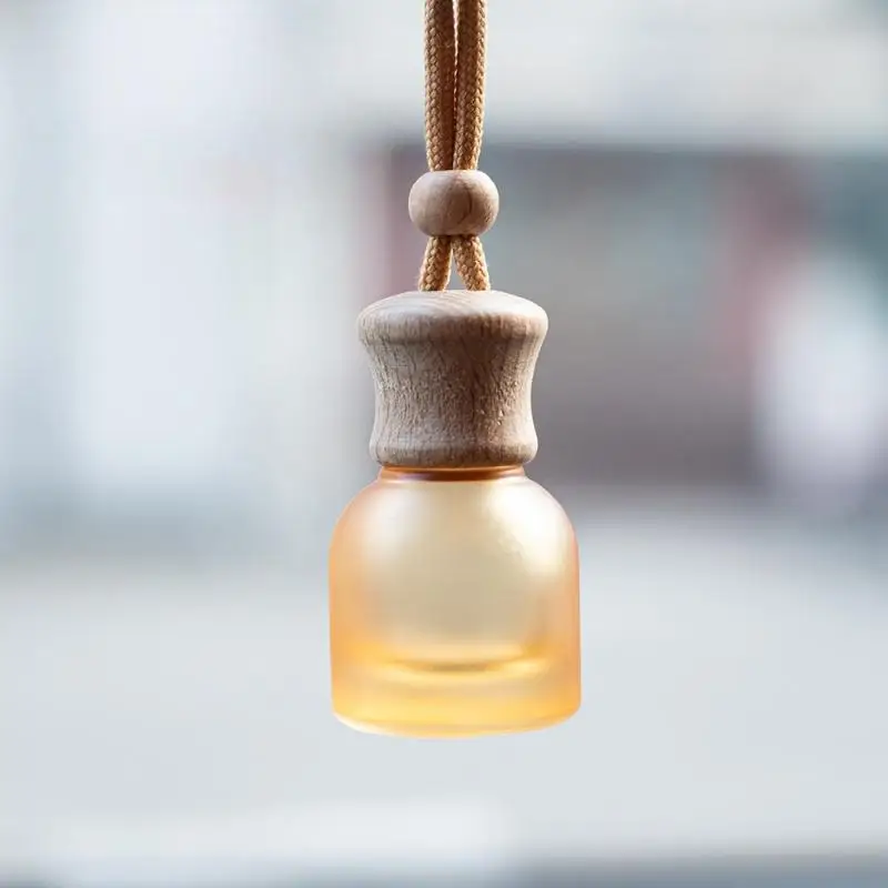 Vehicle Fragrance Diffuser Refillable Glass Bottle 11ml, Wooden Caps Included, 1Pcs