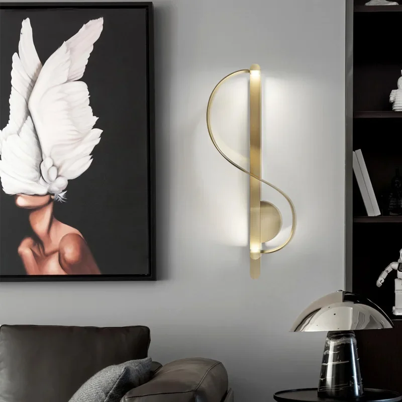 Modern Minimalist Musical Notes Wall Lamp Living Room Tv Decoration Bedroom Bedside  Led Indoor Lighting For Home