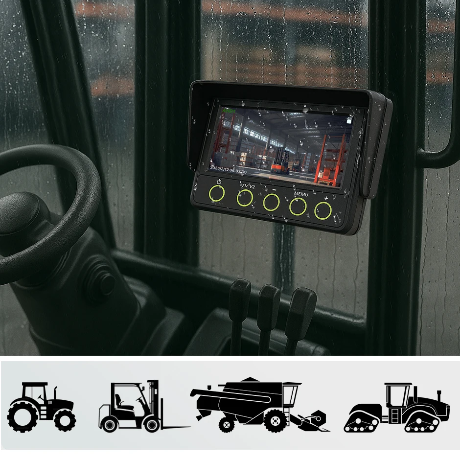 GreenYi Waterproof IP68 Car 7 Inch Monitor Vehicle 2 Channel IPS Screen Support AHD1080 For SUV Pickup Vehicle Truck Bus RVs Van