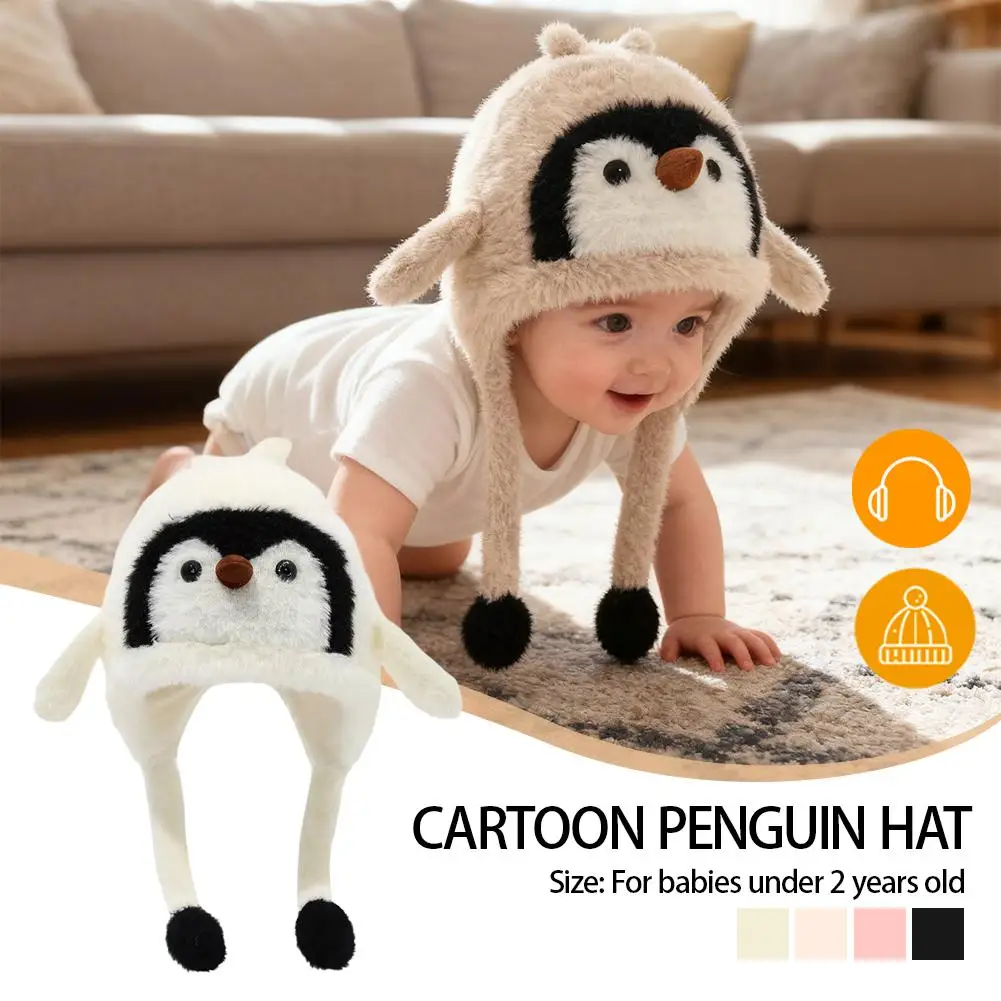 قبعة البطريق الكرتونية للأطفال للأولاد والبنات، قبعة شتوية دافئة مقاومة للرياح من قطعة واحدة مع حماية للأذن للأطفال الرضع #2